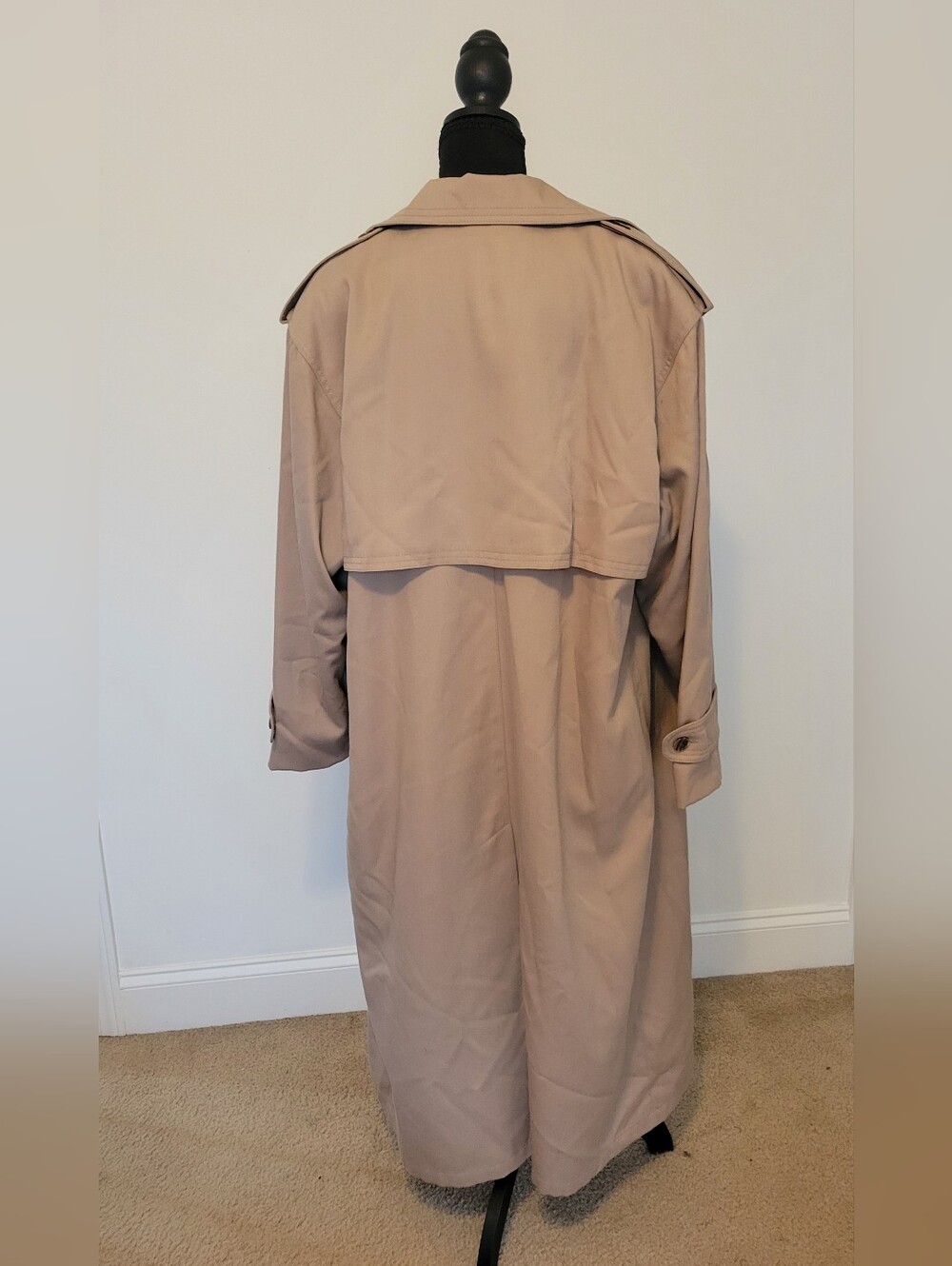 Vtg London Fog Double Breasted Long Trench Coat Tan Beige Light Academia 8 - Picture 4 of 13